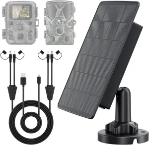 Solar Panel for Trail Cameras, 5000mAh Solar Battery Charger Kit with 12V 1A & 6V 1.5A Dual Output, Built-in Lithium Battery | IP65 Waterproof, Compatible with Bushnell, Stealth Cam, Wildgame