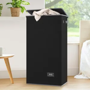 SOLEDI Laundry Hamper Black with Lid and Removable Bag - 100L Large and Tall Laundry Basket Collapsible with Handle for Clothing and Toys Storage - Dirty Clothes Hamper for Bedroom, bathroom, dorm