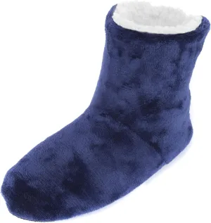 Solid Men's Fleece Lined Cozy Bootie Slippers
