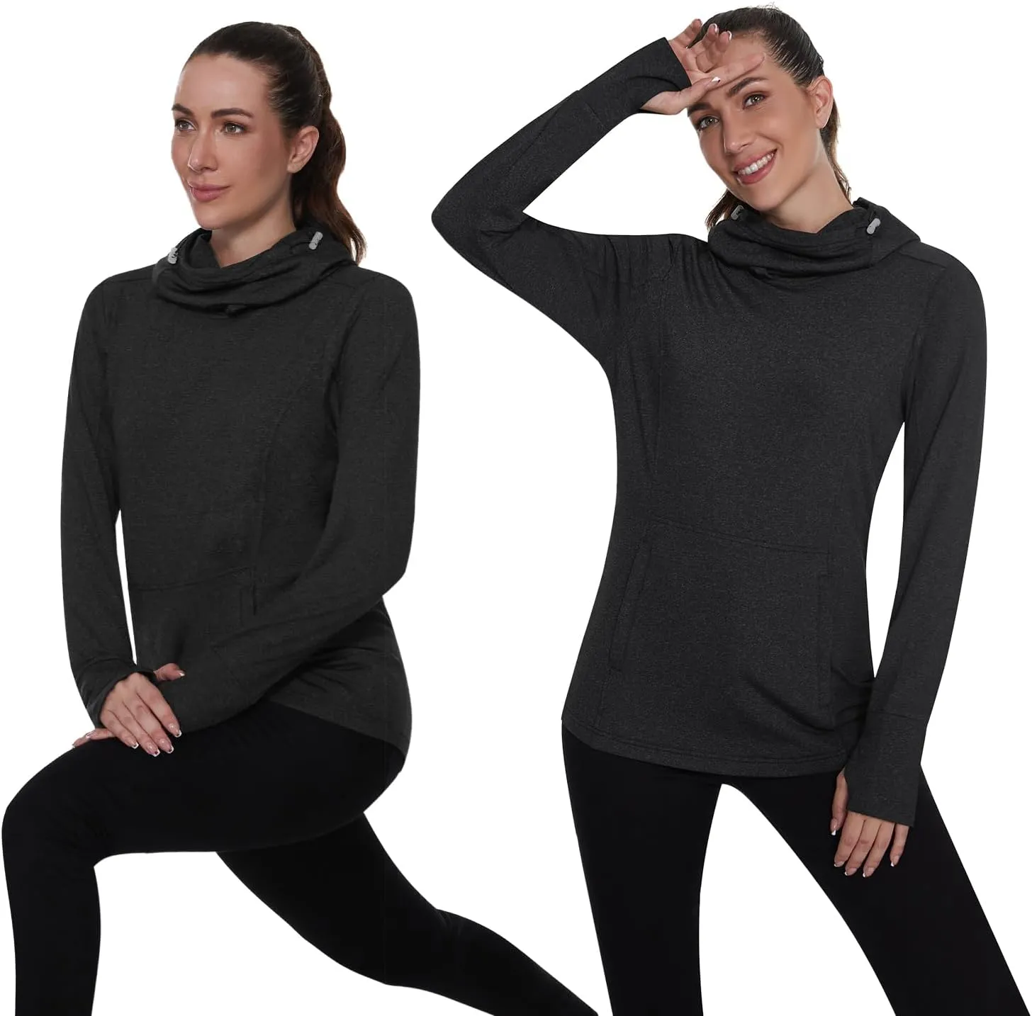 Soneven Women's Fleece Running Pullover Winter Outdoor Thermal Sweatshirts Cold Weather Ski Hiking Shirts With Thumbholes