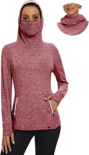 Soneven Women's Fleece Running Pullover Winter Outdoor Thermal Sweatshirts Cold Weather Ski Hiking Shirts With Thumbholes