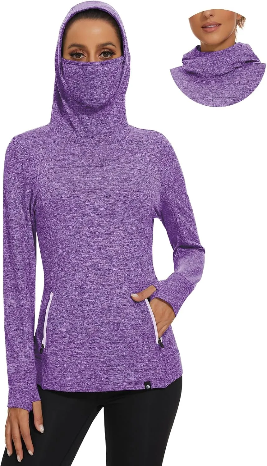 Soneven Women's Fleece Running Pullover Winter Outdoor Thermal Sweatshirts Cold Weather Ski Hiking Shirts With Thumbholes