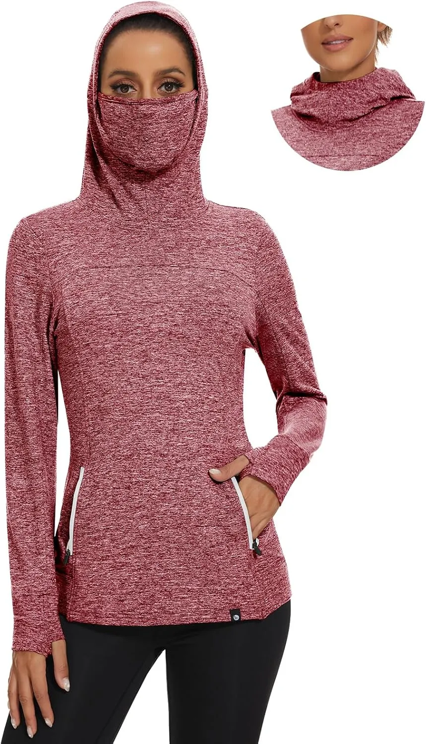 Soneven Women's Fleece Running Pullover Winter Outdoor Thermal Sweatshirts Cold Weather Ski Hiking Shirts With Thumbholes