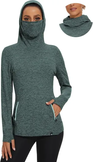 Soneven Women's Fleece Running Pullover Winter Outdoor Thermal Sweatshirts Cold Weather Ski Hiking Shirts With Thumbholes