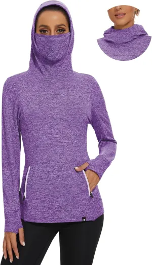 Soneven Women's Fleece Running Pullover Winter Outdoor Thermal Sweatshirts Cold Weather Ski Hiking Shirts With Thumbholes