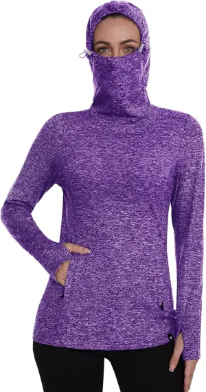 Soneven Women's Fleece Running Pullover Winter Outdoor Thermal Sweatshirts Cold Weather Ski Hiking Shirts With Thumbholes