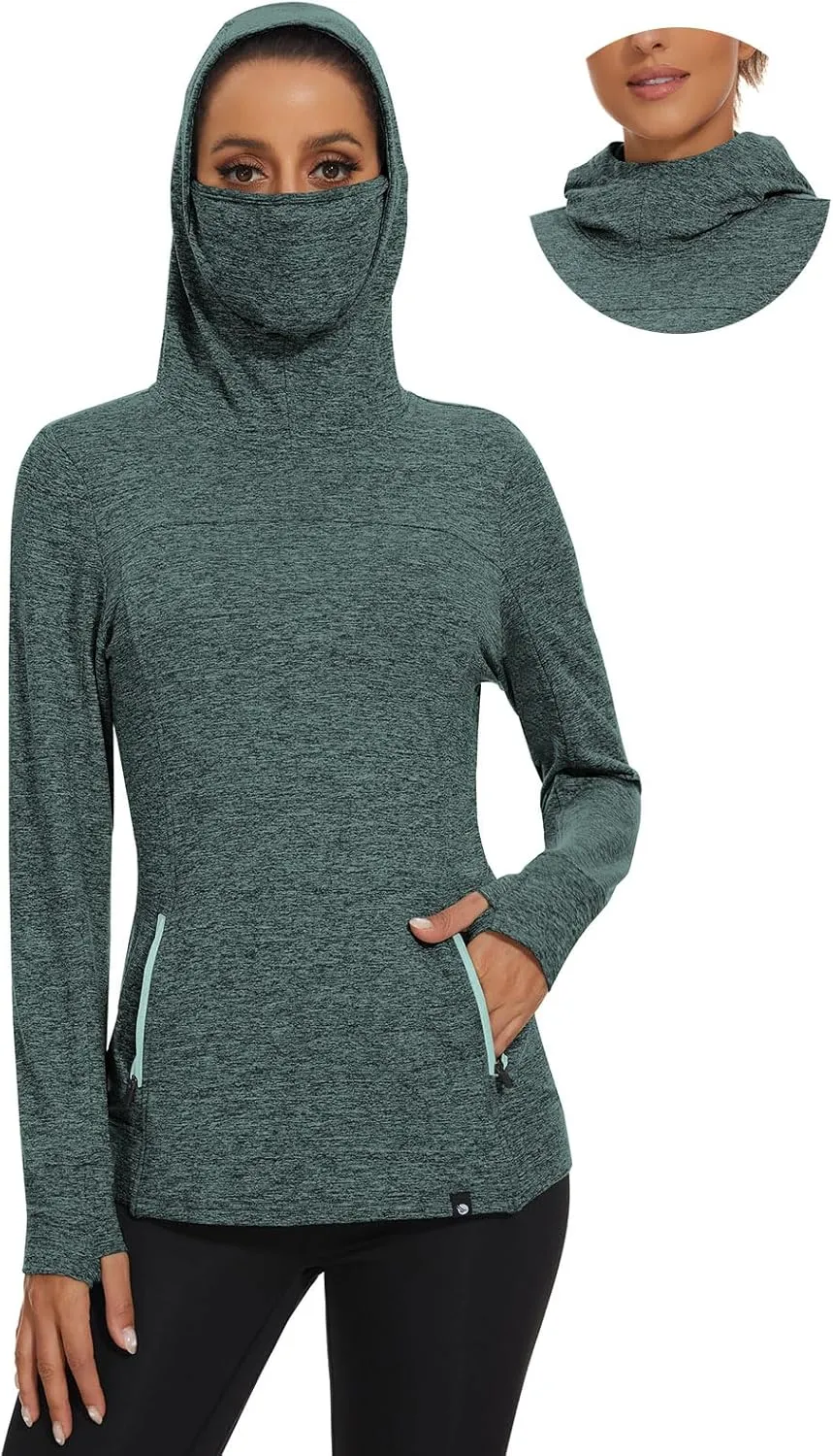 Soneven Women's Fleece Running Pullover Winter Outdoor Thermal Sweatshirts Cold Weather Ski Hiking Shirts With Thumbholes