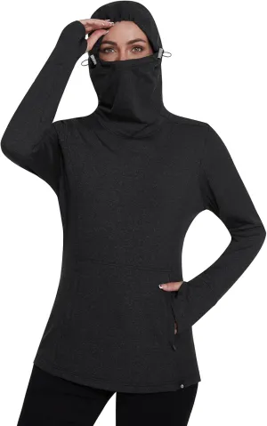 Soneven Women's Fleece Running Pullover Winter Outdoor Thermal Sweatshirts Cold Weather Ski Hiking Shirts With Thumbholes