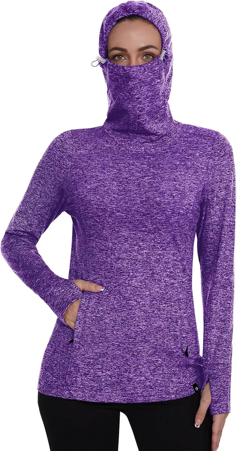 Soneven Women's Fleece Running Pullover Winter Outdoor Thermal Sweatshirts Cold Weather Ski Hiking Shirts With Thumbholes