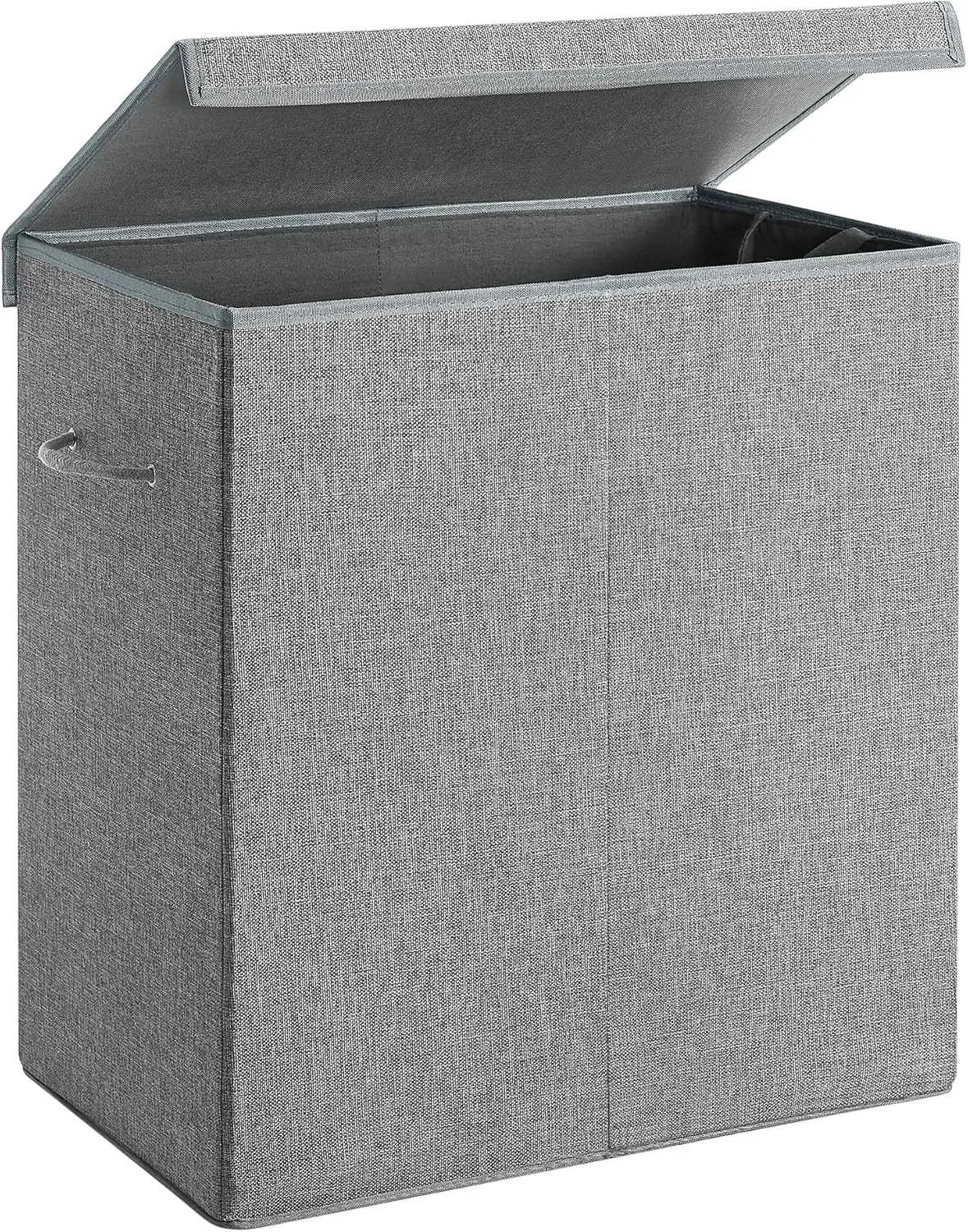 SONGMICS Sturdy Double Laundry Hamper with Lid, Removable Fabric Bag, 142L Large Clothes Hamper 2 Section, Laundry Basket with Handles for Closet, Laundry Room, Bedroom, Bathroom, Gray ULCB02G
