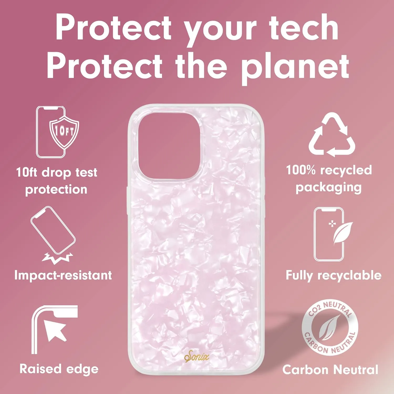 Sonix Case for iPhone 14 Pro Max | 10ft Drop Tested | Marble Phone Case for Women | Pink Pearl Tort