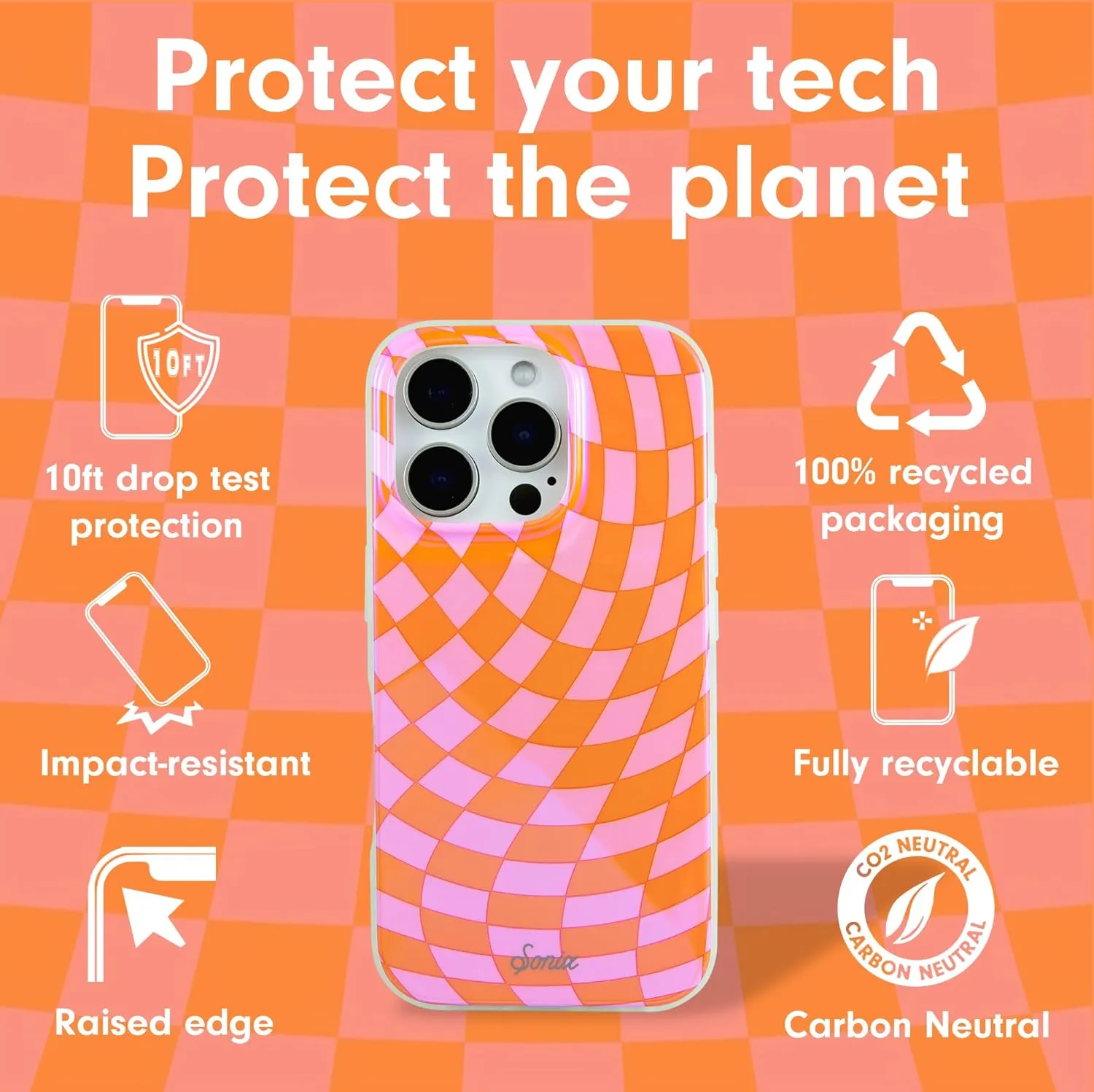 Sonix Case for iPhone 16 Pro | Compatible with MagSafe | 10ft Drop Tested | Checkmate Pink