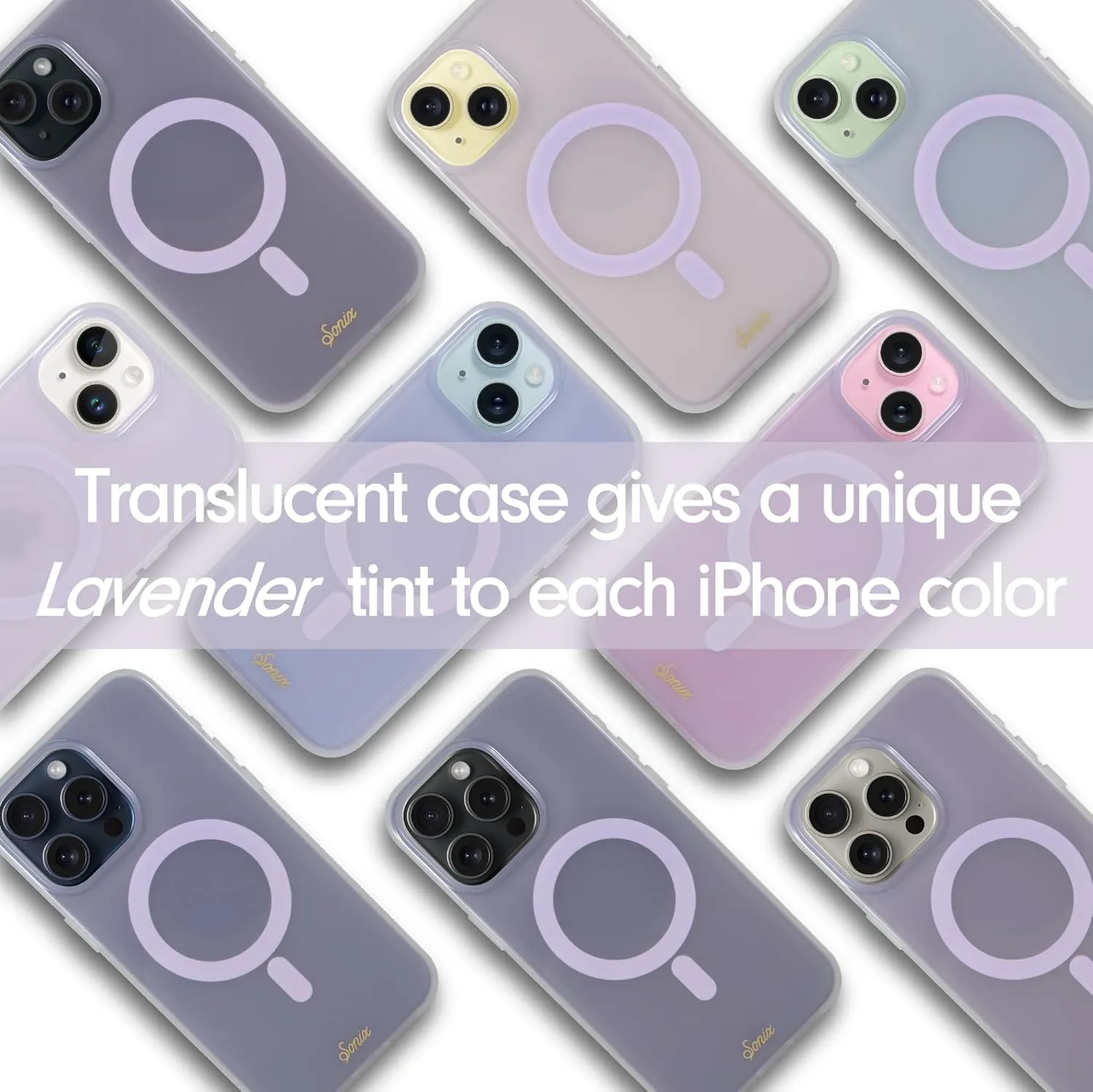 Sonix Protective Phone Case for iPhone 15, 14, 13 | Compatible with Magsafe | 10ft Drop Tested | Jelly Lavender