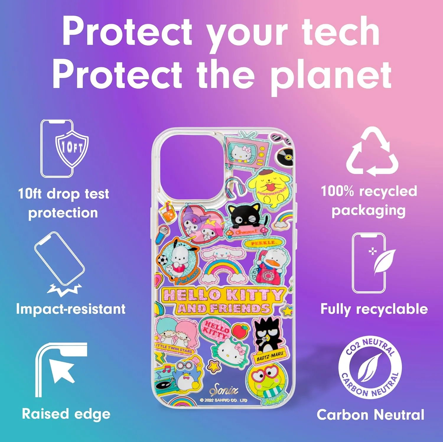 Sonix x Sanrio Case for iPhone 15, 14, 13 | Compatible with MagSafe | 10ft Drop Tested | Hello Kitty and Friends Stickers