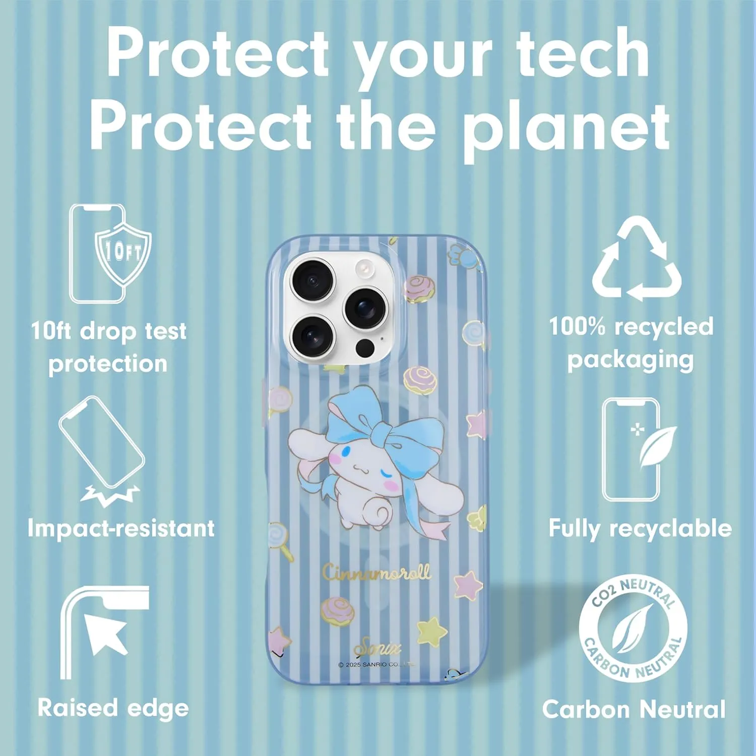 Sonix x Sanrio Phone Case for iPhone 16 Pro | Compatible with MagSafe | 10ft Drop Tested | Cinnamoroll Lovely Ribbons