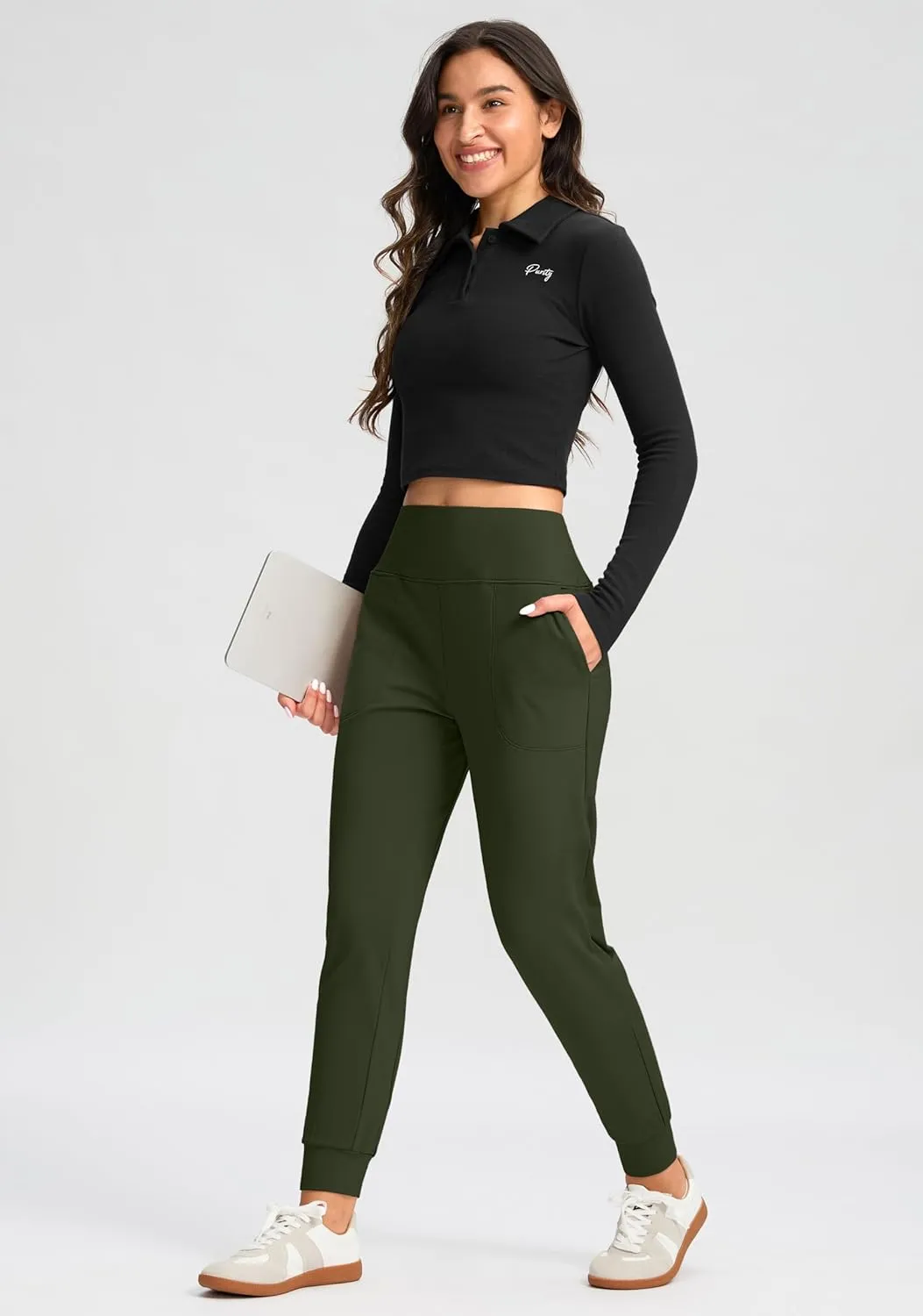 Soothfeel Women's Fleece Lined Joggers Pants High Waisted Water Resistant Thermal Sweatpants Winter Hiking Pants with Pockets