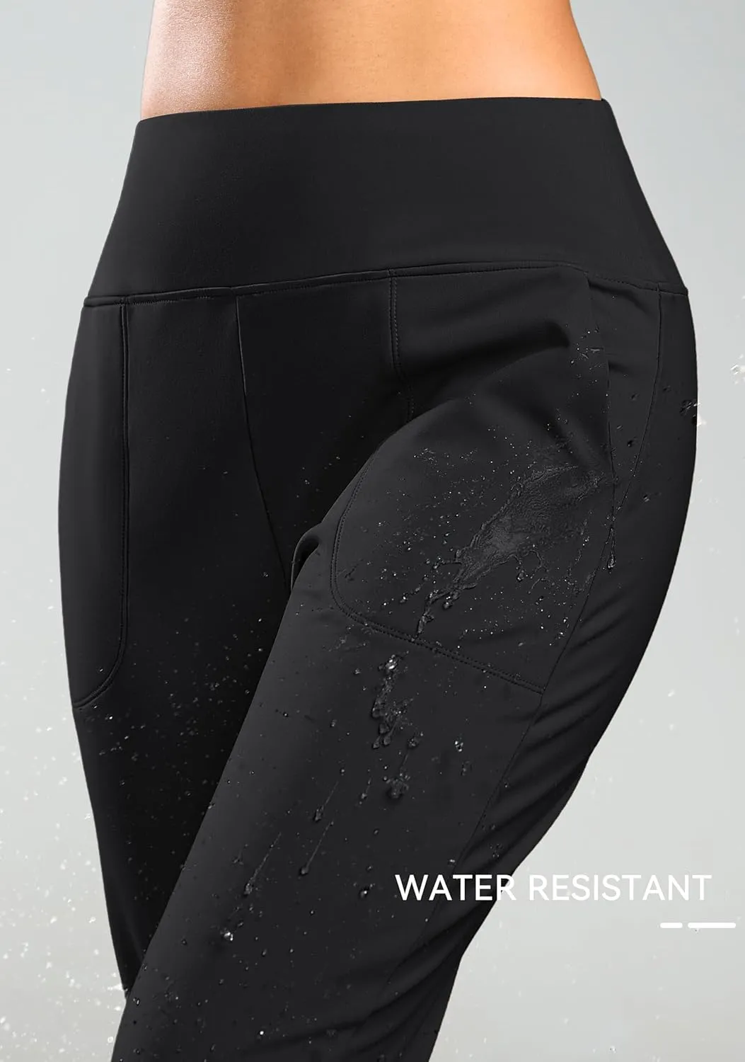 Soothfeel Women's Fleece Lined Joggers Pants High Waisted Water Resistant Thermal Sweatpants Winter Hiking Pants with Pockets