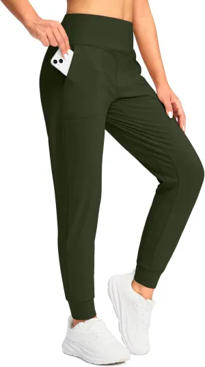 Soothfeel Women's Fleece Lined Joggers Pants High Waisted Water Resistant Thermal Sweatpants Winter Hiking Pants with Pockets