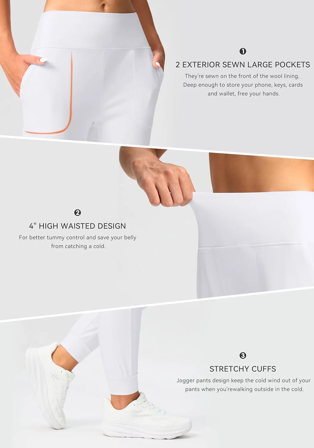 Soothfeel Women's Fleece Lined Joggers Pants High Waisted Water Resistant Thermal Sweatpants Winter Hiking Pants with Pockets