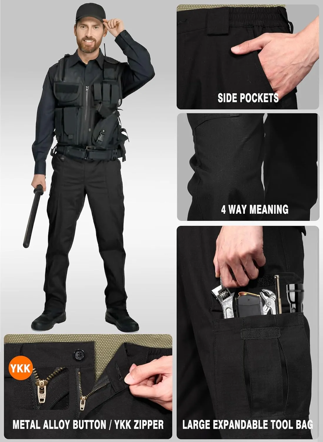Soulsfeng Men's Tactical Pants Water Resistant Cargo Pants Outdoor Work Hiking Pants