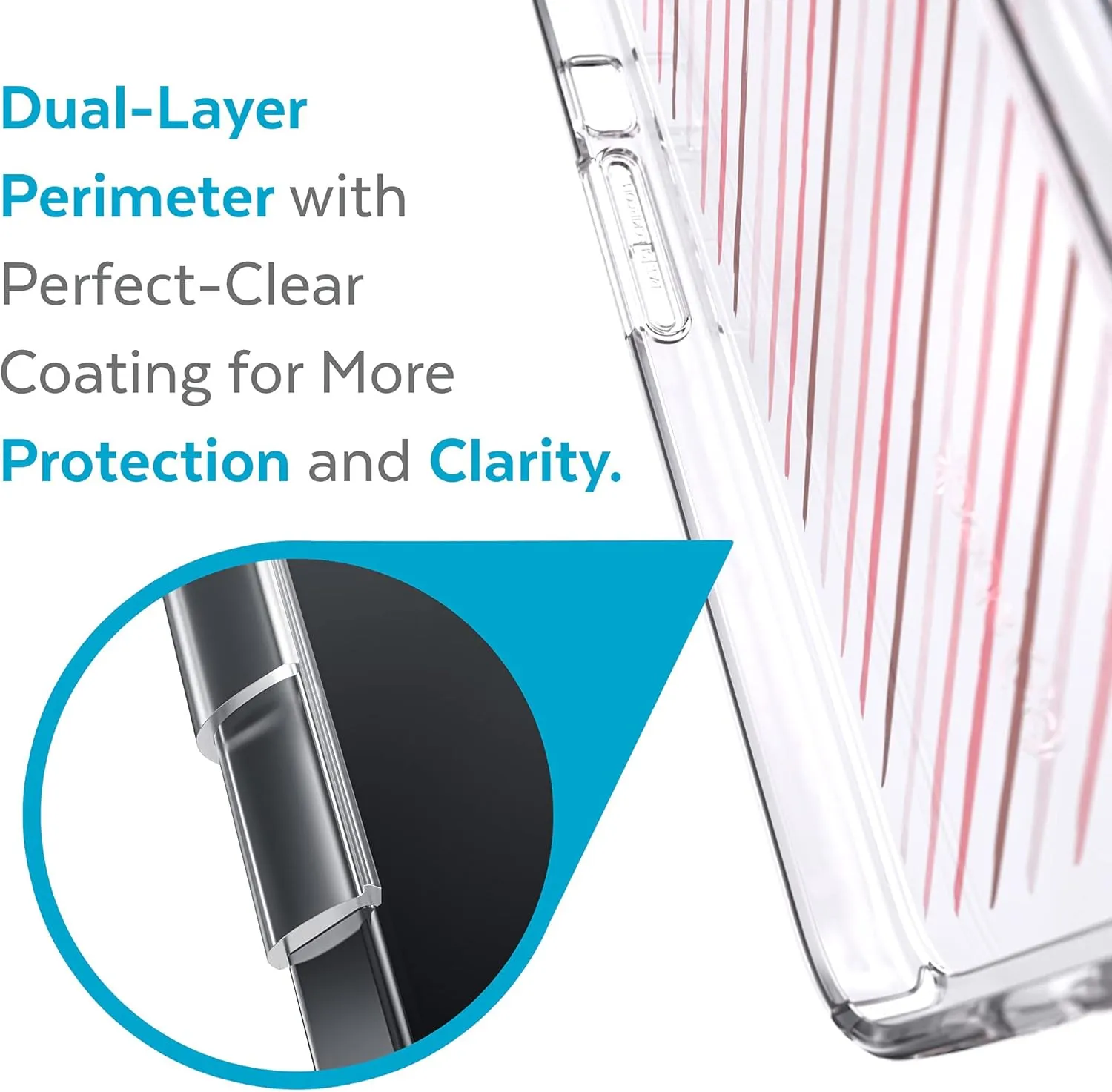Speck Clear iPhone 13 Pro Max Case - Slim, Drop Protection - for iPhone 13 Pro Max & iPhone 12 Pro Max - Scratch Resistant, Anti-Yellowing, Anti-Fade 6.7 Inch Phone Case - GemShell Infused Stripes