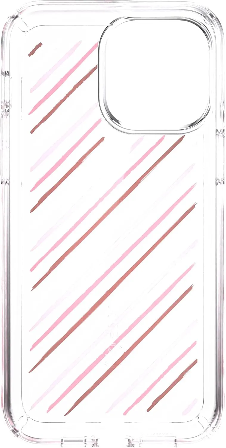 Speck Clear iPhone 13 Pro Max Case - Slim, Drop Protection - for iPhone 13 Pro Max & iPhone 12 Pro Max - Scratch Resistant, Anti-Yellowing, Anti-Fade 6.7 Inch Phone Case - GemShell Infused Stripes