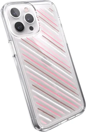 Speck Clear iPhone 13 Pro Max Case - Slim, Drop Protection - for iPhone 13 Pro Max & iPhone 12 Pro Max - Scratch Resistant, Anti-Yellowing, Anti-Fade 6.7 Inch Phone Case - GemShell Infused Stripes