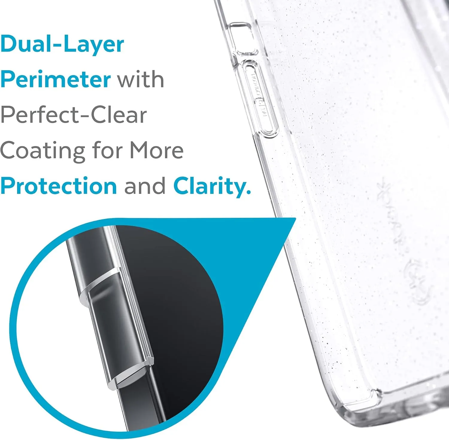 Speck Clear iPhone 13 Pro Max Case - Slim, Drop Protection - for iPhone 13 Pro Max & iPhone 12 Pro Max - Scratch Resistant, Anti-Yellowing, Anti-Fade 6.7 Inch Phone Case - GemShell Platinum Glitter