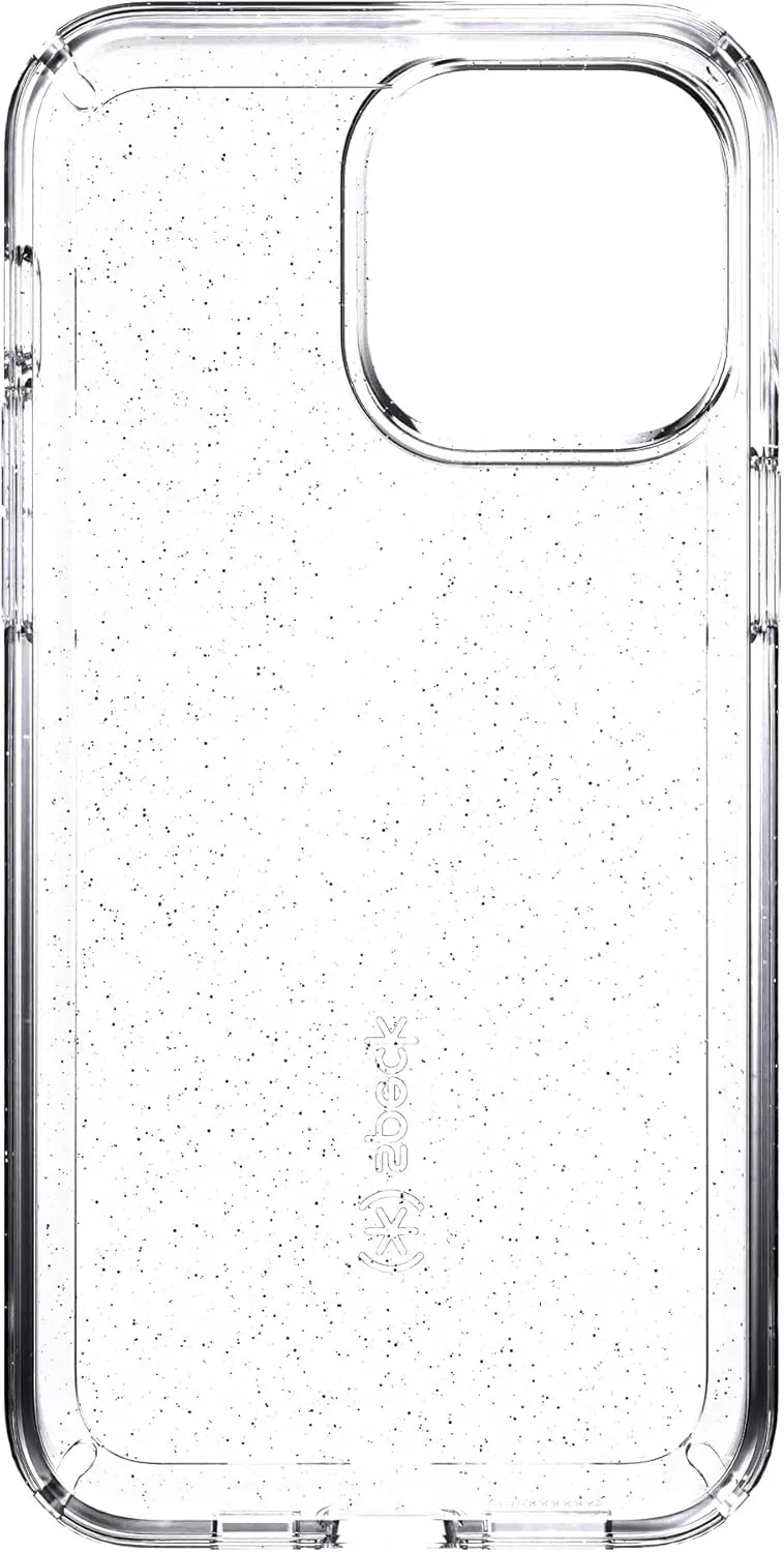 Speck Clear iPhone 13 Pro Max Case - Slim, Drop Protection - for iPhone 13 Pro Max & iPhone 12 Pro Max - Scratch Resistant, Anti-Yellowing, Anti-Fade 6.7 Inch Phone Case - GemShell Platinum Glitter