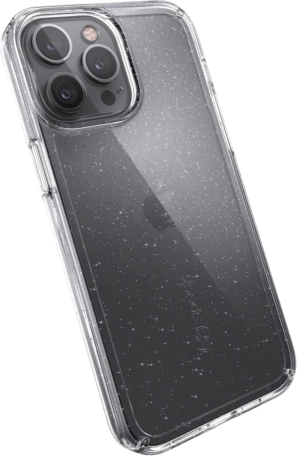 Speck Clear iPhone 13 Pro Max Case - Slim, Drop Protection - for iPhone 13 Pro Max & iPhone 12 Pro Max - Scratch Resistant, Anti-Yellowing, Anti-Fade 6.7 Inch Phone Case - GemShell Platinum Glitter