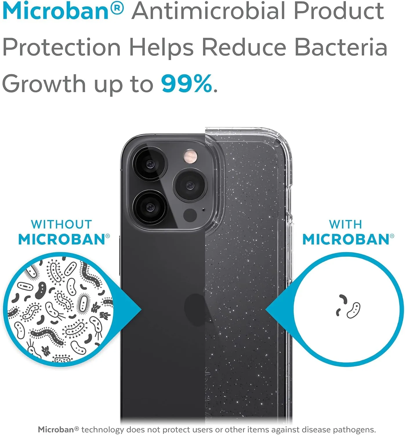 Speck Clear iPhone 13 Pro Max Case - Slim, Drop Protection - for iPhone 13 Pro Max & iPhone 12 Pro Max - Scratch Resistant, Anti-Yellowing, Anti-Fade 6.7 Inch Phone Case - GemShell Platinum Glitter