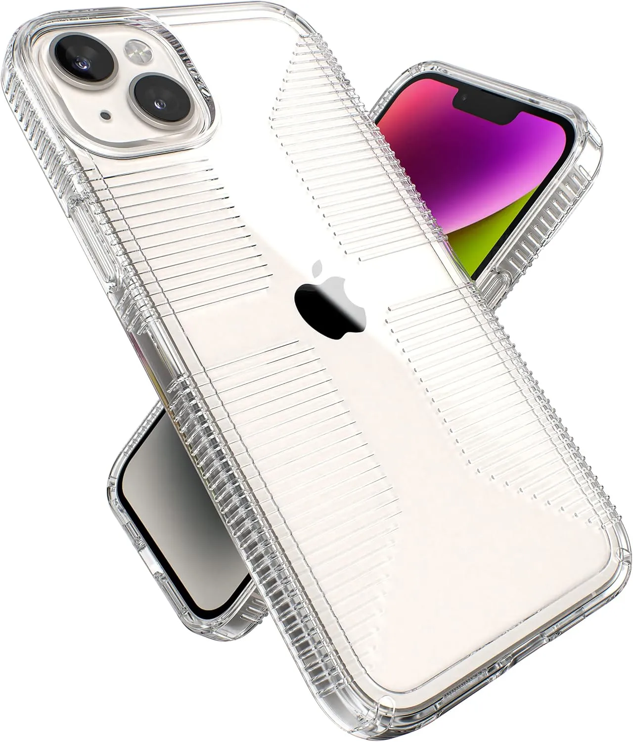 Speck Clear iPhone 14 Plus Case - Slim Phone Case with Drop Protection, Scratch Resistant & Anti Yellowing Case with No Slip Grip for iPhone 14 Plus 6.7 Inch Model - GemShell Grip Hard Case