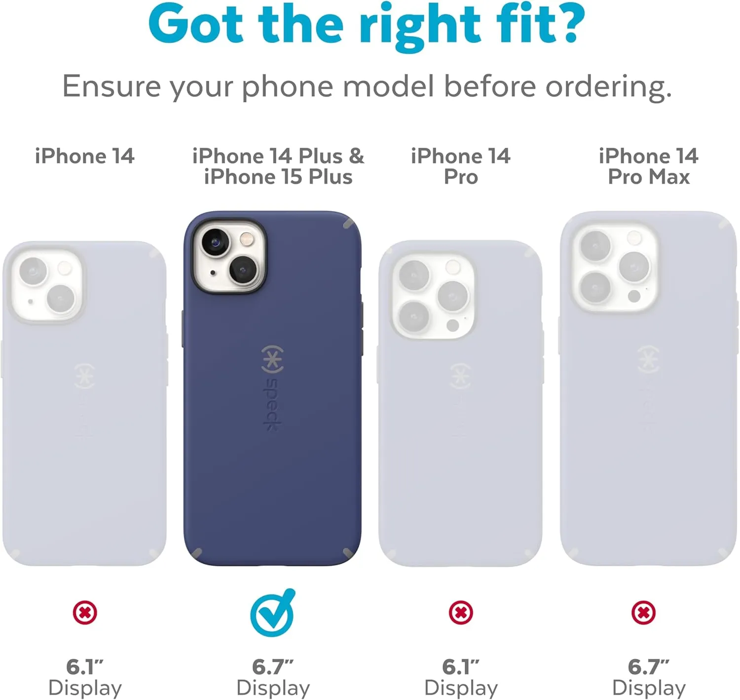 Speck Clear iPhone 14 Plus Case - Slim Phone Case with Drop Protection, Scratch Resistant & Anti Yellowing Case with No Slip Grip for iPhone 14 Plus 6.7 Inch Model - GemShell Grip Hard Case