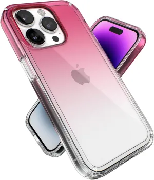 Speck for Clear iPhone 14 Case Pro - Drop Protection, MagSafe Compatible with Scratch Resistant Dual Layer Slim Phone Case for 6.1 Inch iPhones 14 Pro Cases - Ombre Digital Pink Fade, Clear GemShell