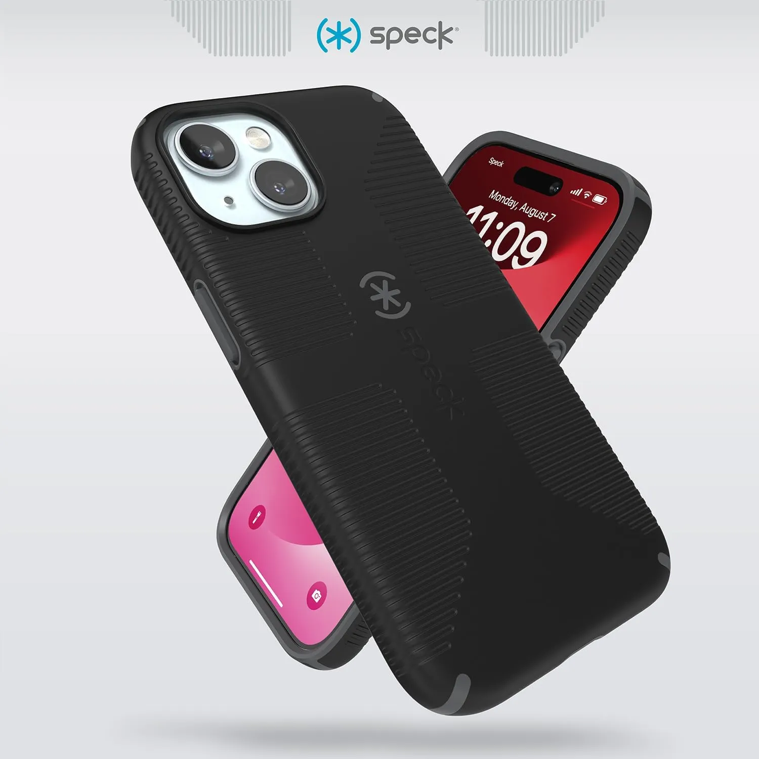 Speck iPhone 15 Case - Built for MagSafe, Drop Protection Grip – for iPhone 15 iPhone 14 & iPhone 13 - Scratch Resistant, Soft Touch, 6.1 Inch Phone Case - CandyShell Grip Black/Slate Grey