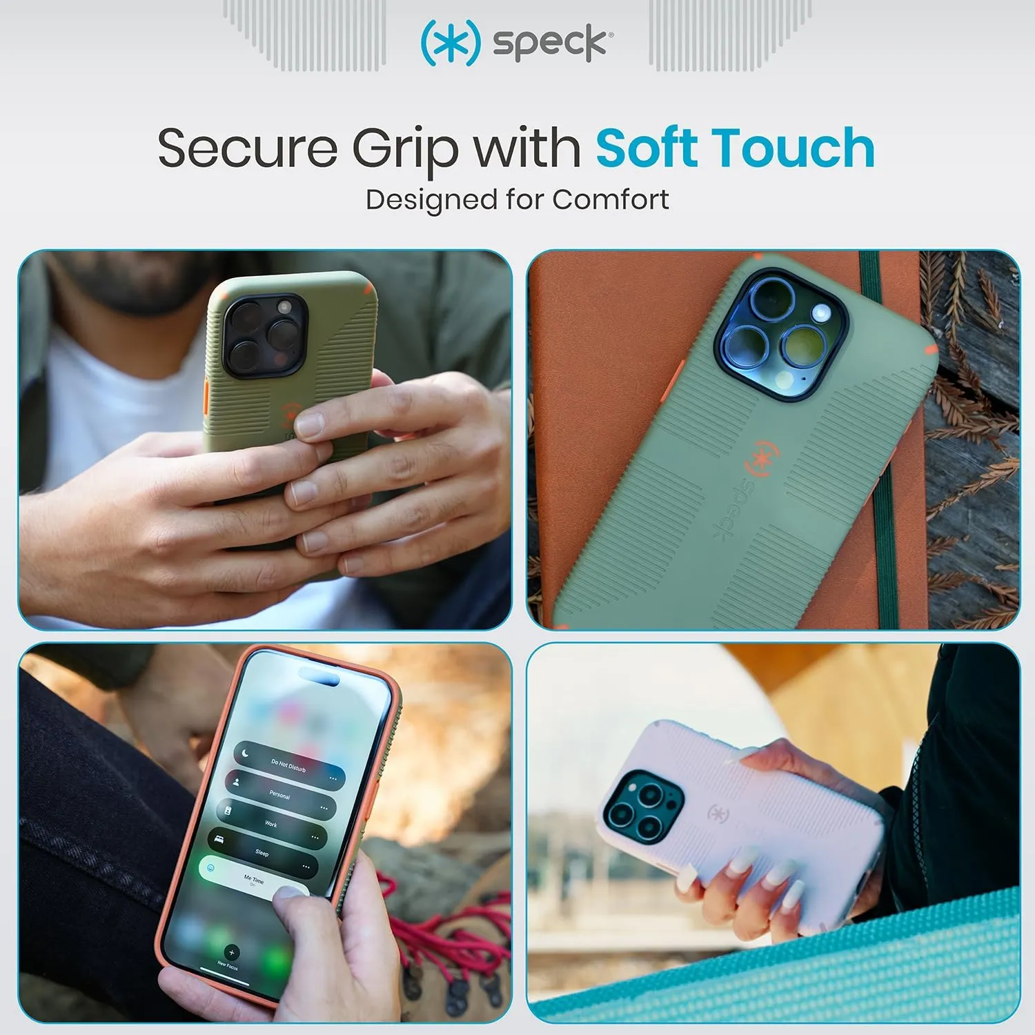 Speck iPhone 15 Case - Built for MagSafe, Drop Protection Grip – for iPhone 15 iPhone 14 & iPhone 13 - Scratch Resistant, Soft Touch, 6.1 Inch Phone Case - CandyShell Grip Black/Slate Grey