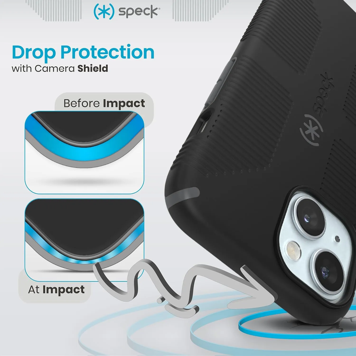 Speck iPhone 15 Case - Built for MagSafe, Drop Protection Grip – for iPhone 15 iPhone 14 & iPhone 13 - Scratch Resistant, Soft Touch, 6.1 Inch Phone Case - CandyShell Grip Black/Slate Grey