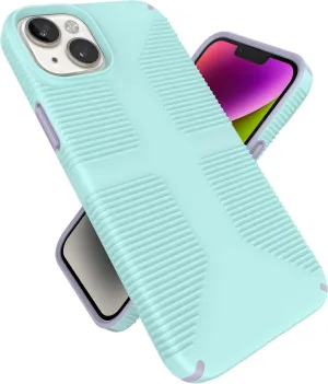 Speck iPhone 15 Plus & 14 Plus Case - Slim Phone Case, Drop Protection, Scratch Resistant & Anti Yellowing Case with No Slip Grip for iPhone, 6.7" Model - Pale Cyan/Lilac GemShell Grip Hard Case