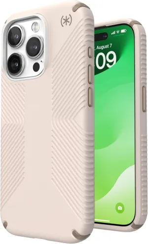 Speck iPhone 15 Pro Case - Drop Protection, Grip - Scratch Resistant, Soft Touch, 6.1 Inch Phone Case - Presidio2 Grip Bleached Bone/Heirloom Gold/Hazel Brown