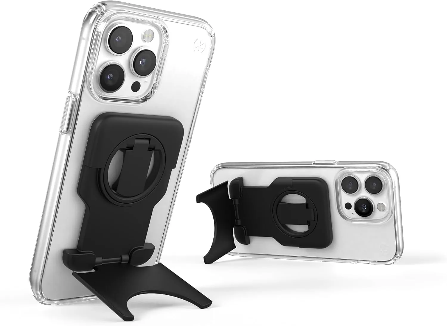 Speck iPhone Grip Viewing Stand MagSafe Accessory - ClickLock No-Slip Interlock - 360 Adjustable Finger Grip, Mounts to MacBook, Continuity Camera for iPhone - StandyGrip - Black