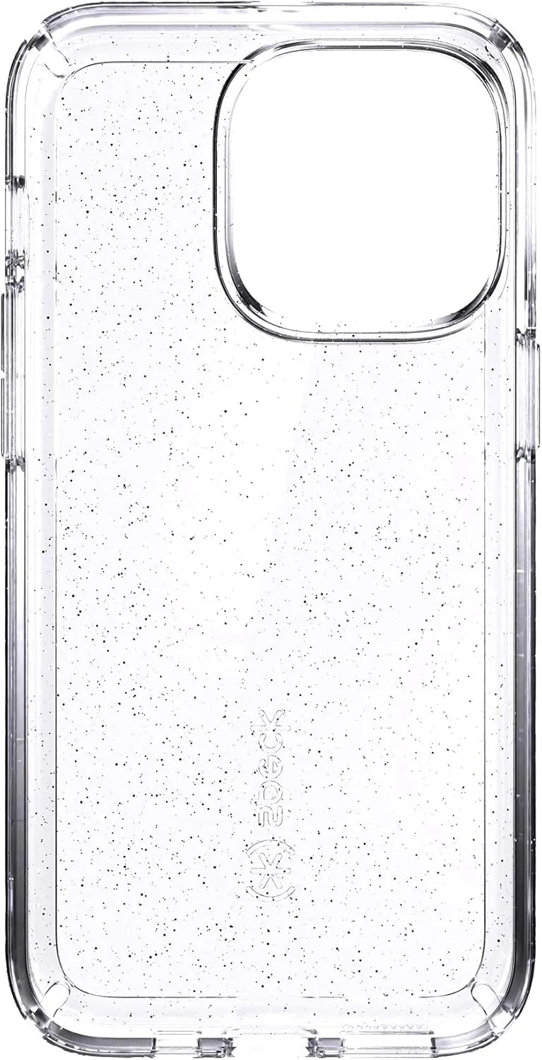 Speck MagSafe Case for iPhone 13 Pro - Drop & Camera Protection, Clear Phone Case, Wireless Charging Compatible - Clear/Platinum Glitter