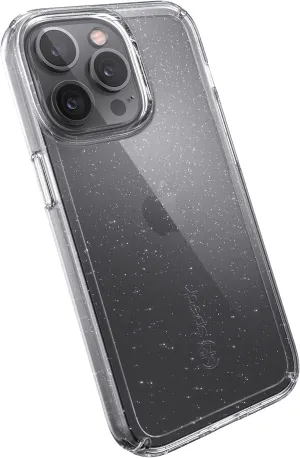 Speck MagSafe Case for iPhone 13 Pro - Drop & Camera Protection, Clear Phone Case, Wireless Charging Compatible - Clear/Platinum Glitter