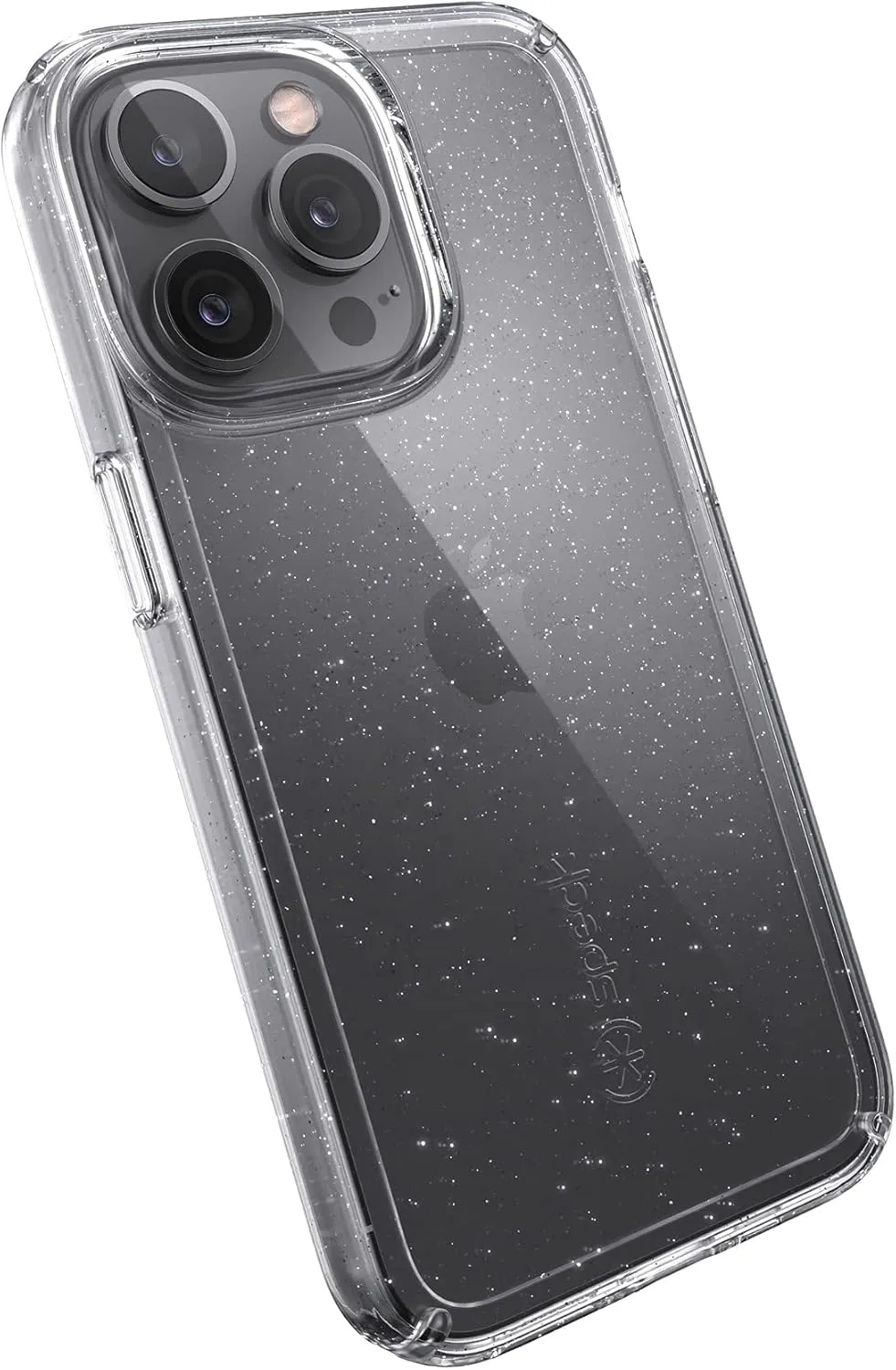 Speck MagSafe Case for iPhone 13 Pro - Drop & Camera Protection, Clear Phone Case, Wireless Charging Compatible - Clear/Platinum Glitter