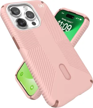 Speck MagSafe Case for iPhone 15 Pro - Drop & Camera Protection, ClickLock No-Slip, Wireless Charging Compatible, Fits All 6.1 Inch Models - Dahlia Pink/Rose Copper/White