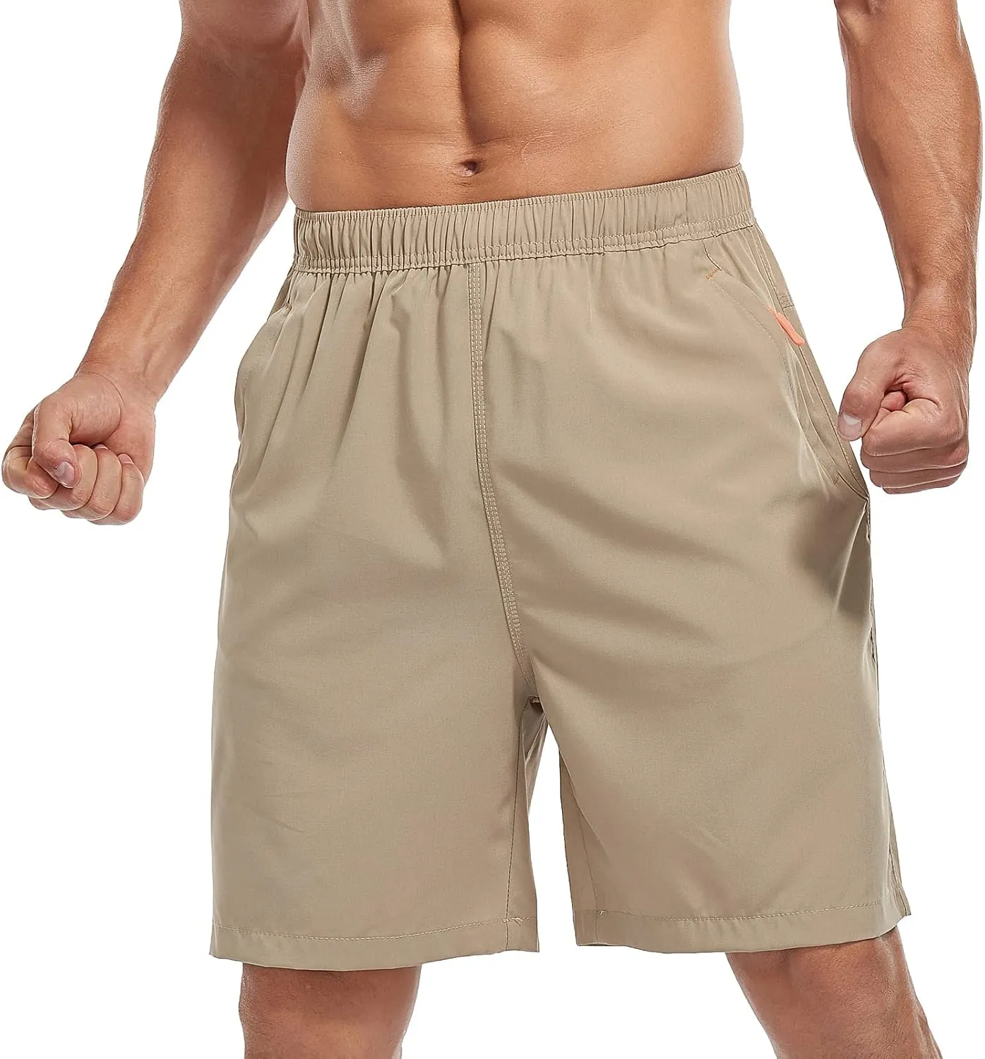 SPOSULEI Men's Athletic Hiking Shorts Water Resistant Quick-Dry Lightweight Outdoor Sweat Shorts with Zipper Pockets