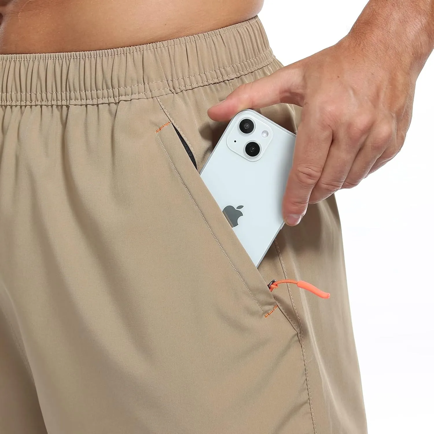 SPOSULEI Men's Athletic Hiking Shorts Water Resistant Quick-Dry Lightweight Outdoor Sweat Shorts with Zipper Pockets