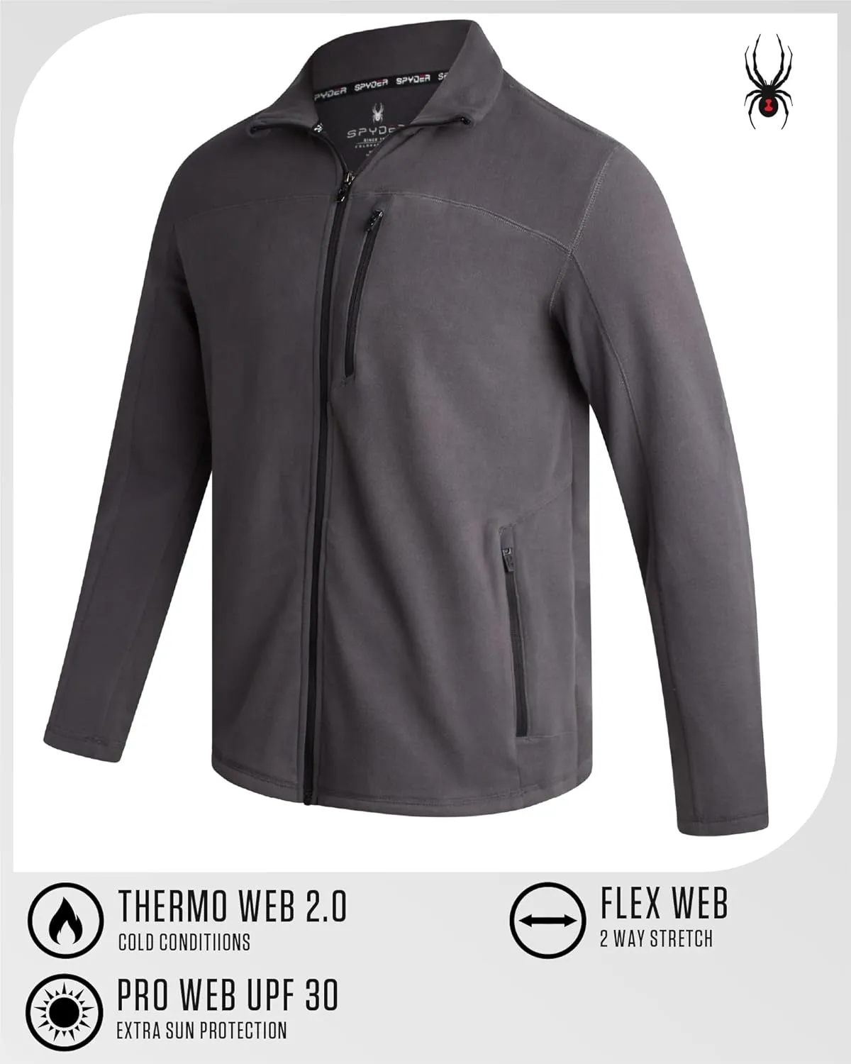 Spyder Mens Jacket - Polar Fleece Insulated Suede Light Jackets for Men - Lightweight Athletic Zip Up Jacket (Sizes: S-XL)