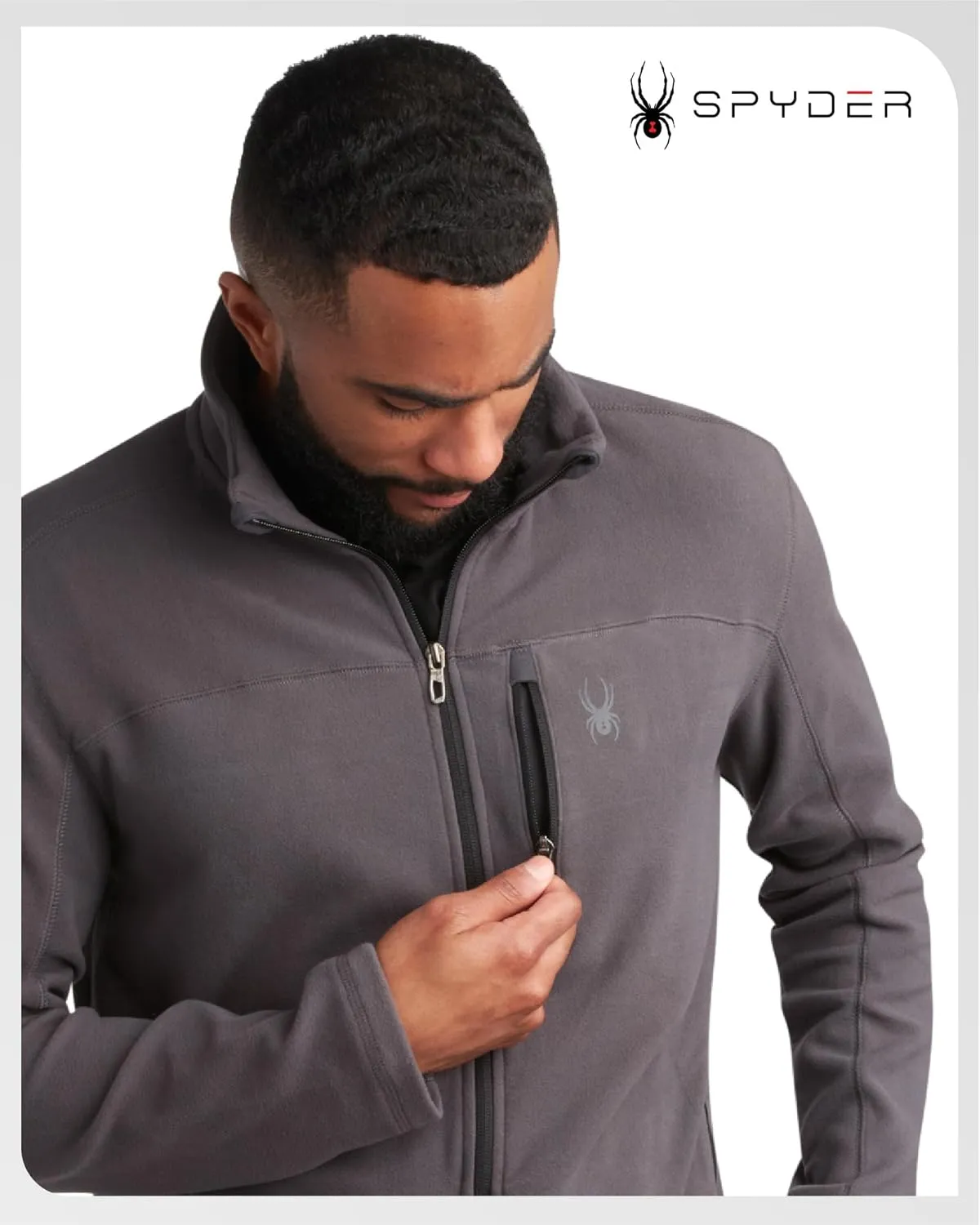 Spyder Mens Jacket - Polar Fleece Insulated Suede Light Jackets for Men - Lightweight Athletic Zip Up Jacket (Sizes: S-XL)