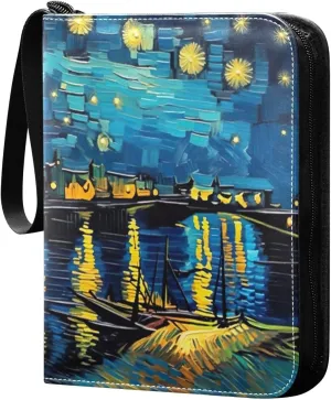 Starry Night Painting Card Binder, 400 Pockets Card Holder with 50 Sleeves, Sturdy Card Holder Folders for Game Cards & Sports Cards