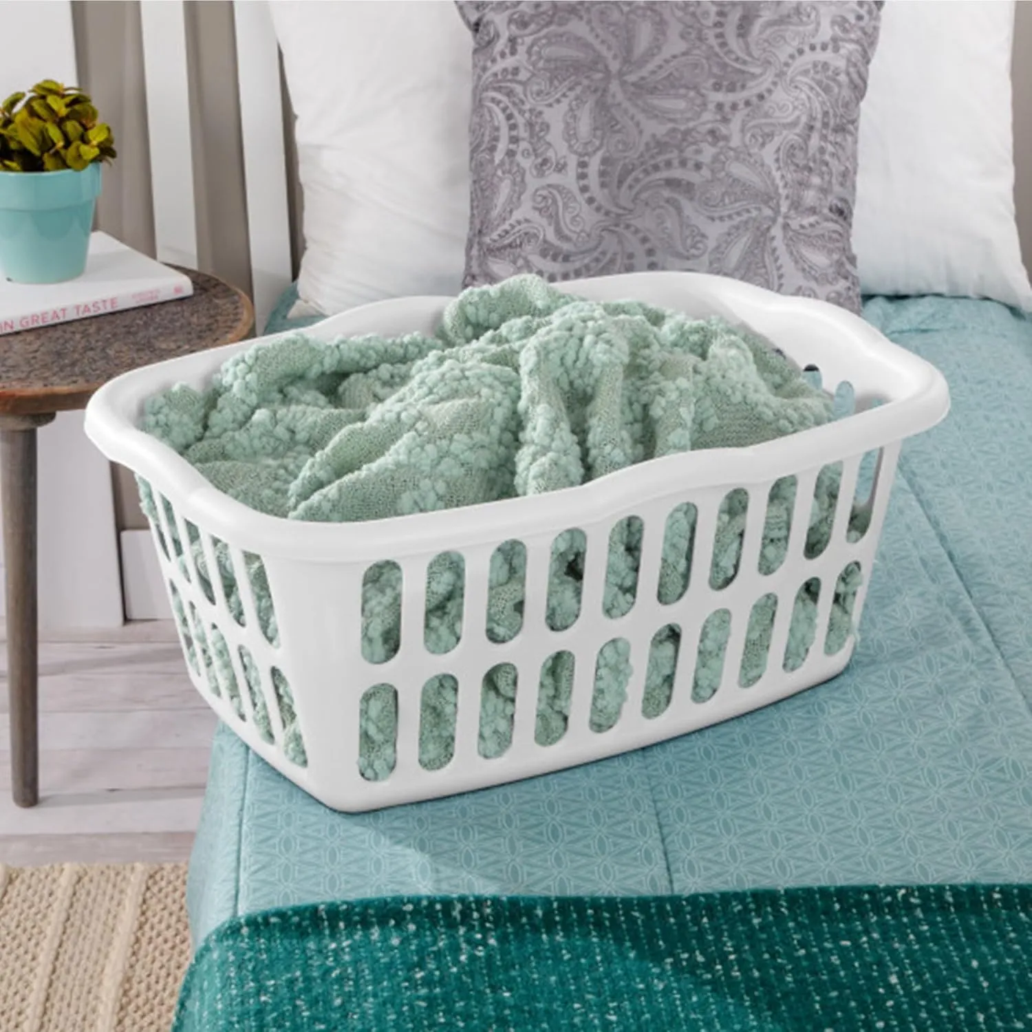 Sterilite 12-Pack Plastic Laundry Basket, 1.5 Bushel Clothes Hamper Bin, White